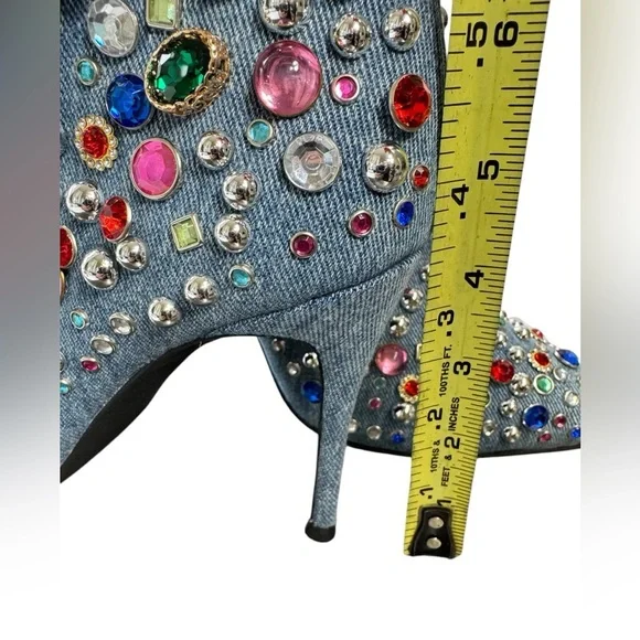 Jeffrey Campbell Blue Embellished Ankle Boots - Picture 4 of 6